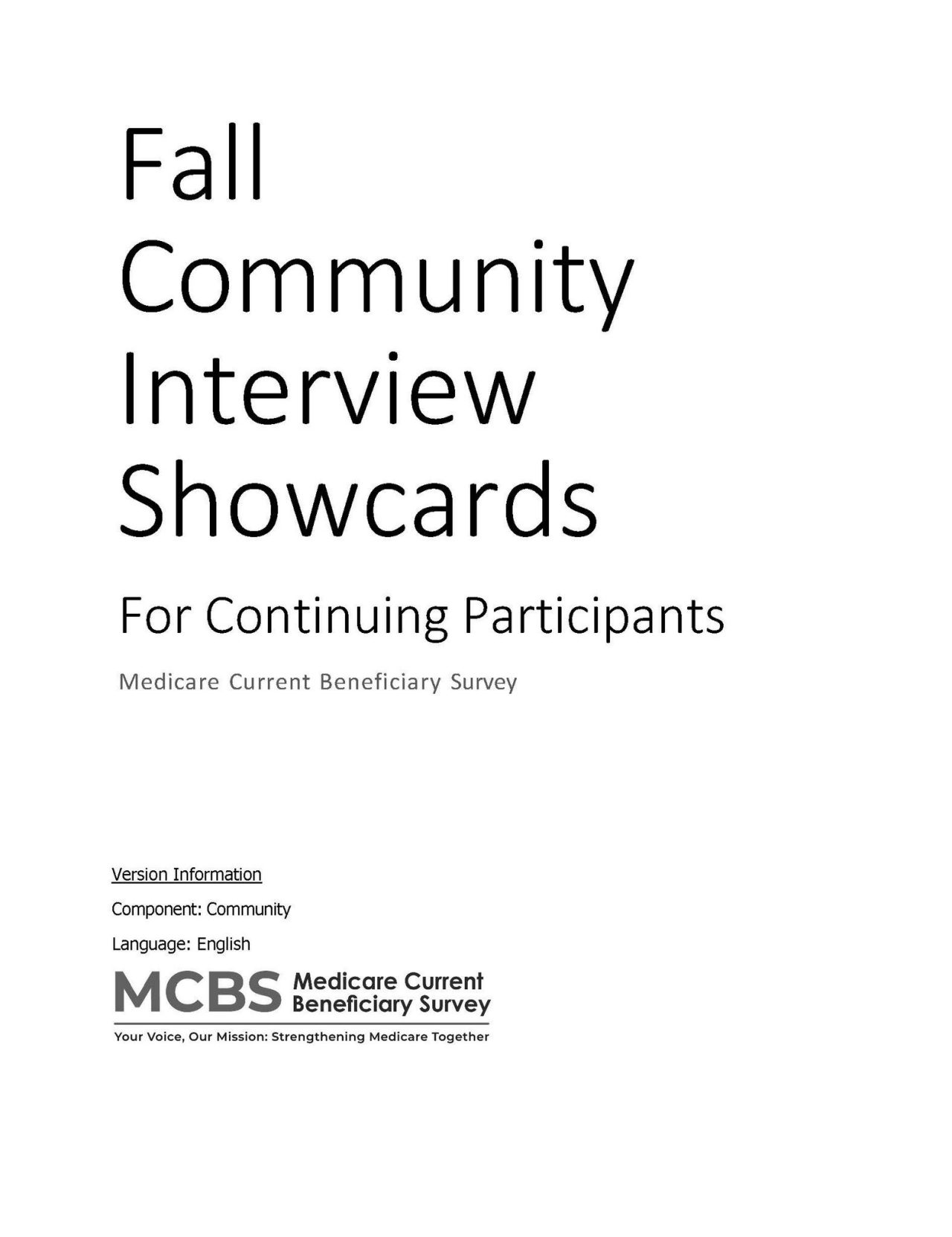 MCBS Continuing Community Showcard
