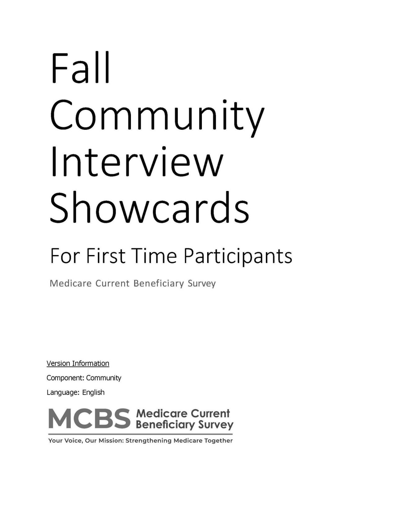 MCBS Baseline Community Showcard